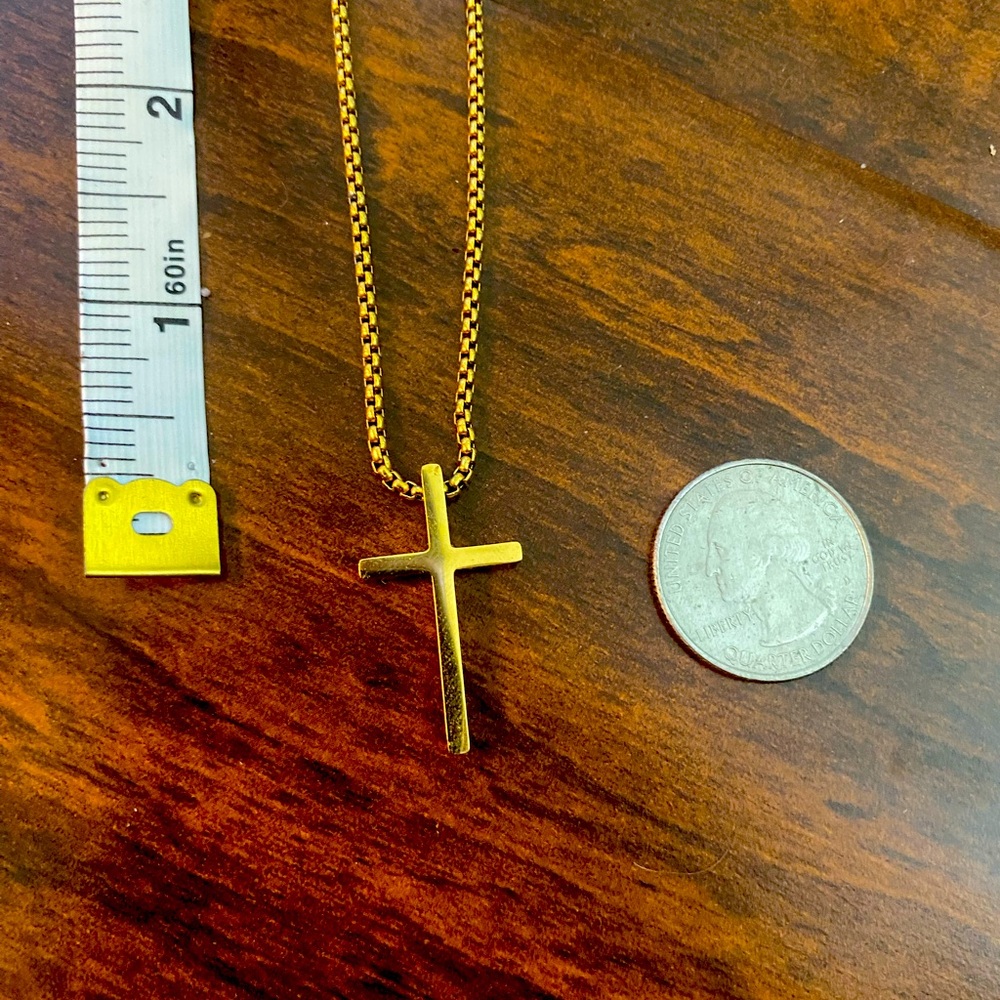 Minimal Cross necklace 22in men’s women’s minimalistic gold
